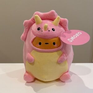 NWT 6.5” Pink Smoko Tayto Potato Triceratops Dinosaur Mini Mochi Plush
